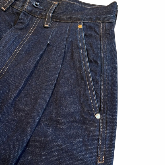 Goldsign Wide-Leg Pleated Denim Trousers | Made in USA, Size 26 - Picture 9 of 14